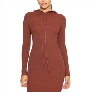 Naked Wardrobe Cocoa Long Sleeve Hooded Dress